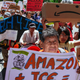 Protesters in New York criticizing Amazon’s ties to ICE